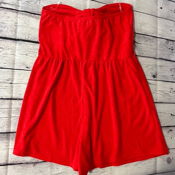 Wild Fable TERRY CLOTH ROMPER SWIMSUIT COVERUP Medium RED Swim Cover EUC - Picture 5 of 7